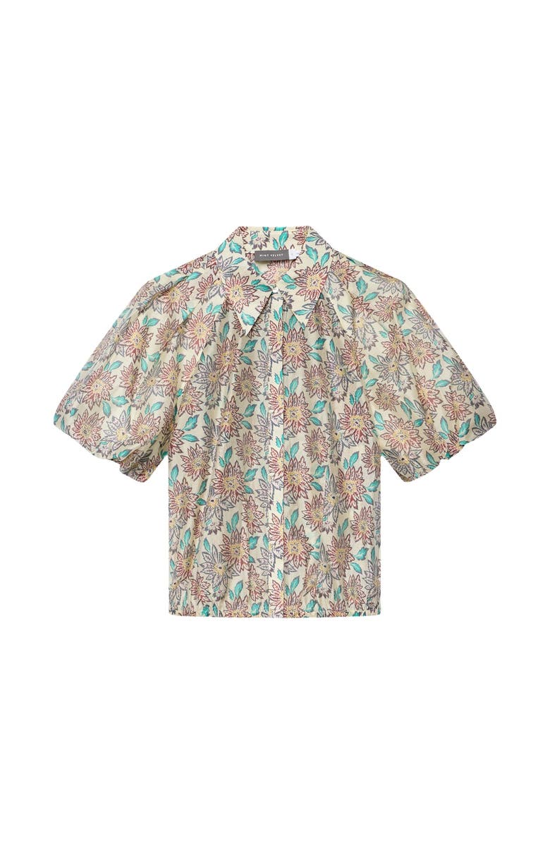 MINT VELVET Floral Print Puff Sleeve Shirt, Alternate, color, Burgundy