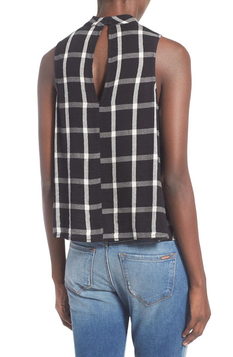 BP. Windowpane Plaid Mock Neck Top, Alternate, color, 