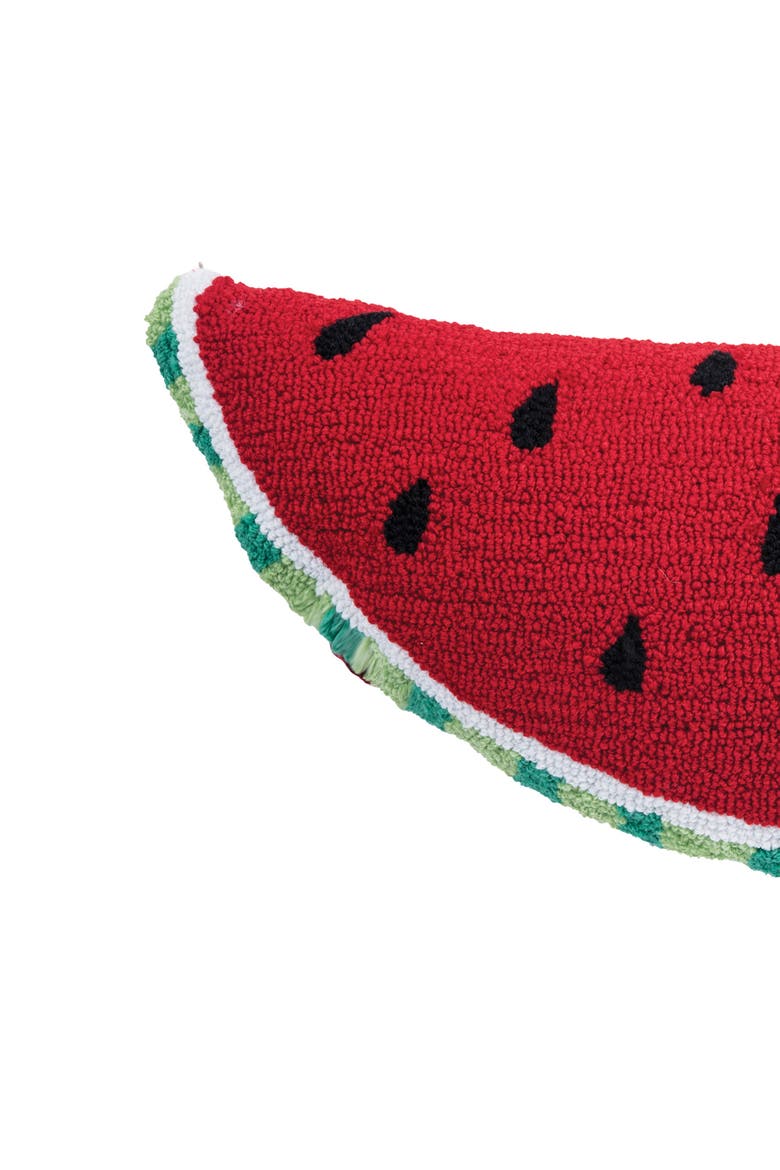 Watermelon Slice Shaped Hooked Small/Petite Accent Pillow, Alternate, color, Red