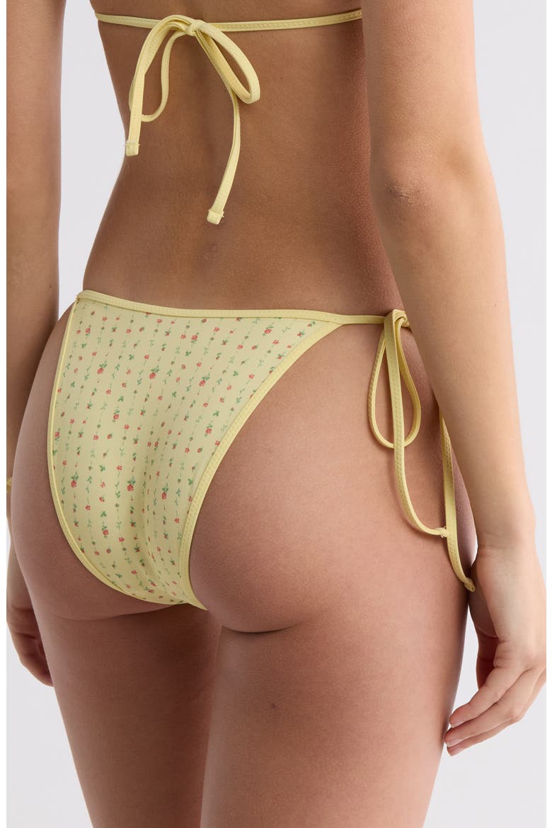 Corinne Side Tie Bikini Bottoms, Alternate, color, YELLOW FLORAL WALLPAPER