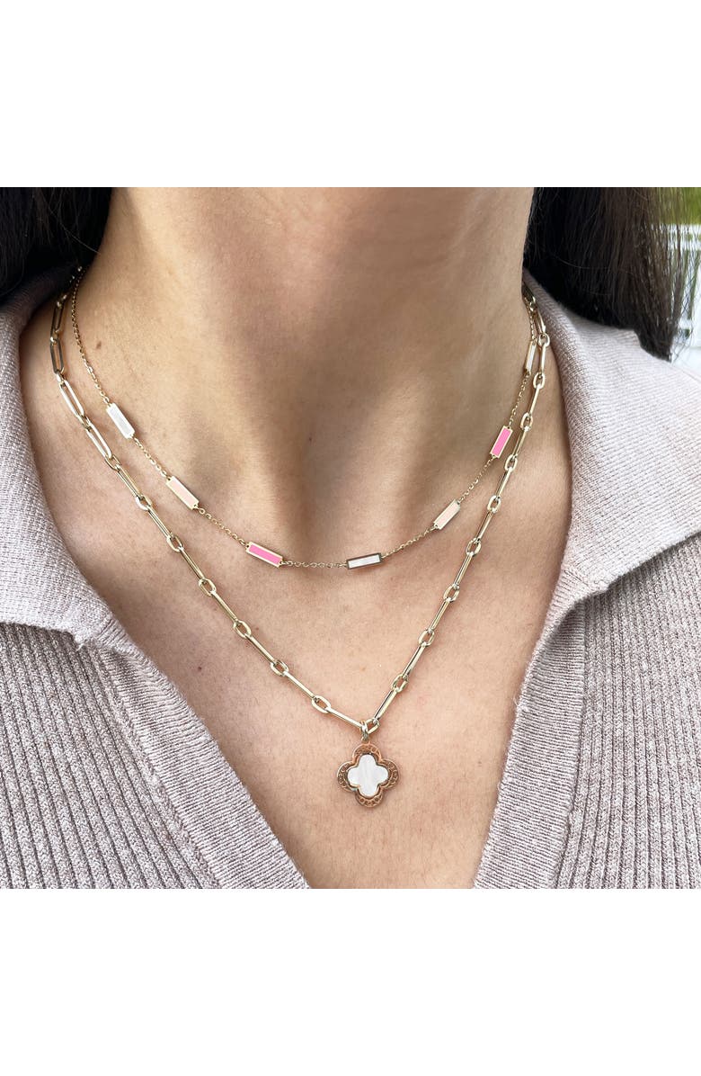 The Lovery Fine Jewelry Pink Mixed Bar Chain Necklace, Alternate, color, Pink Mixed