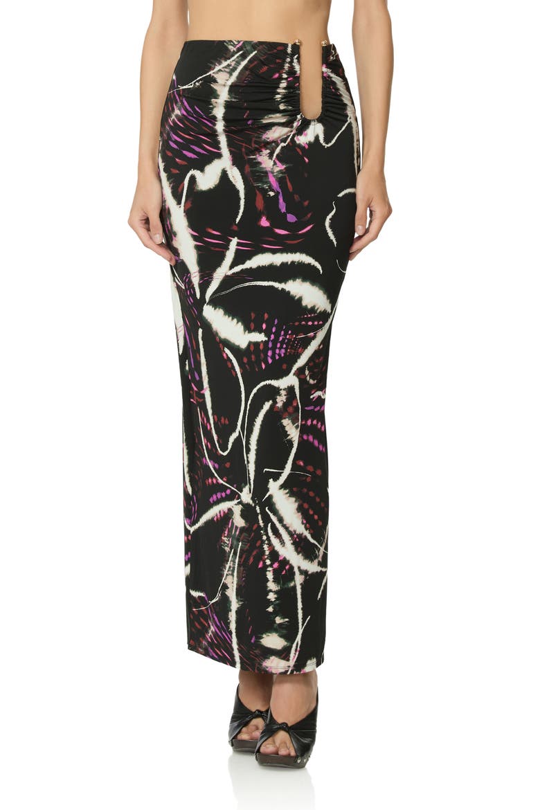 Aven Abstract Floral Print Maxi Skirt, Main, color, NIGHT DAISY