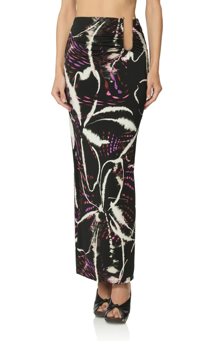 AFRM Aven Abstract Floral Print Maxi Skirt, Main, color, Night Daisy
