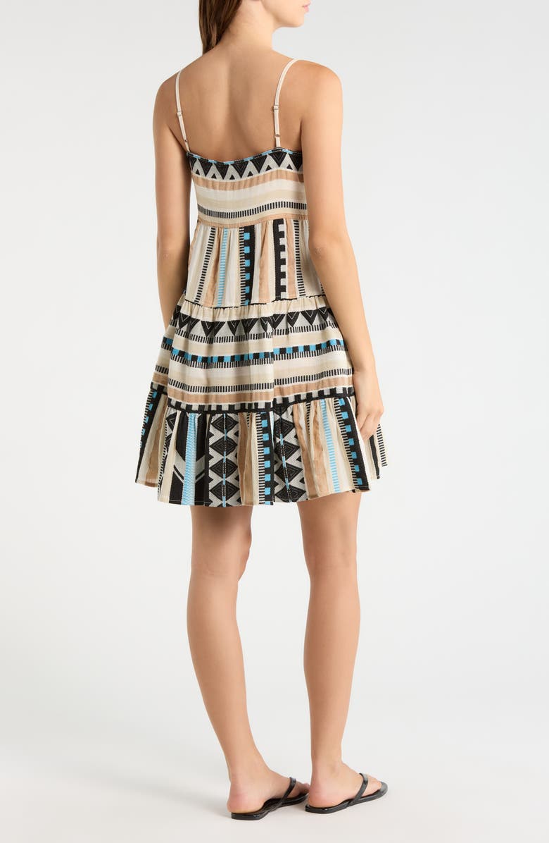 Elan Tiered Cotton Cover-Up Dress, Alternate, color, Neutral Aztec