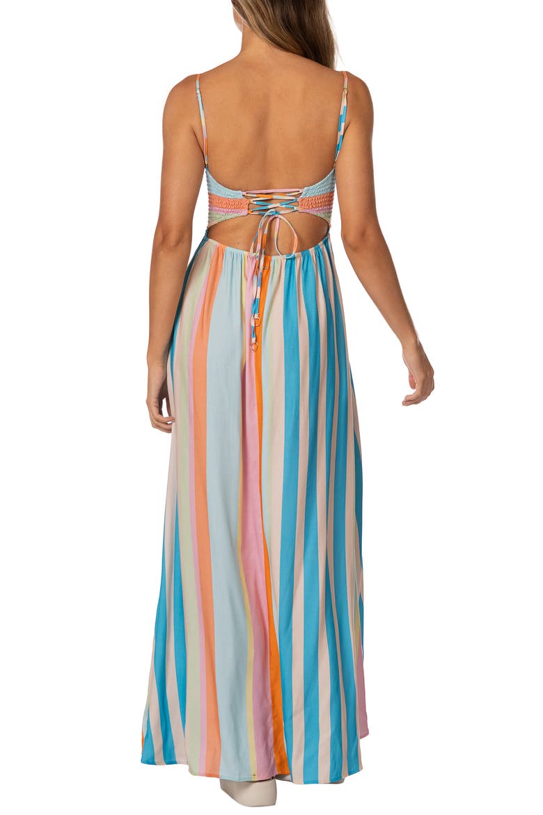 Ailany Deep Sea Stripe Maxi Cover Up Dress, Alternate, color, LIGHT/ PASTEL BLUE