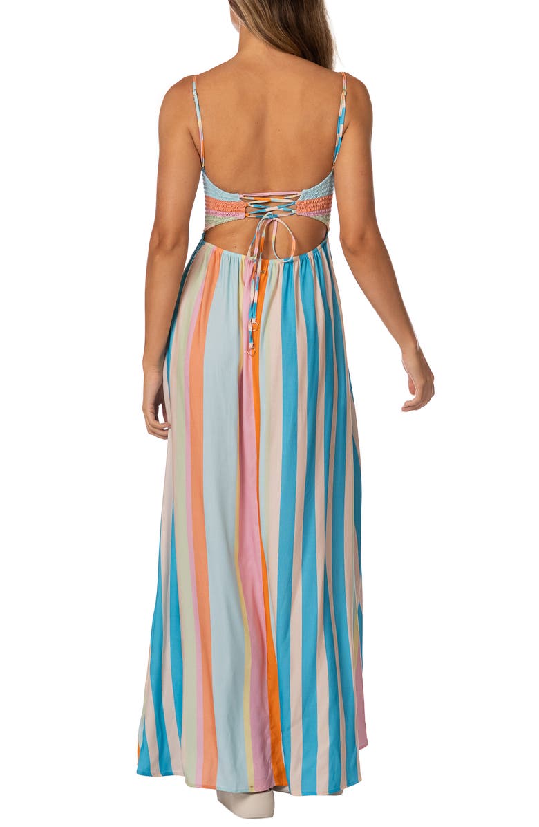 Maaji Ailany Deep Sea Stripe Maxi Cover Up Dress, Alternate, color, Light/ Pastel Blue