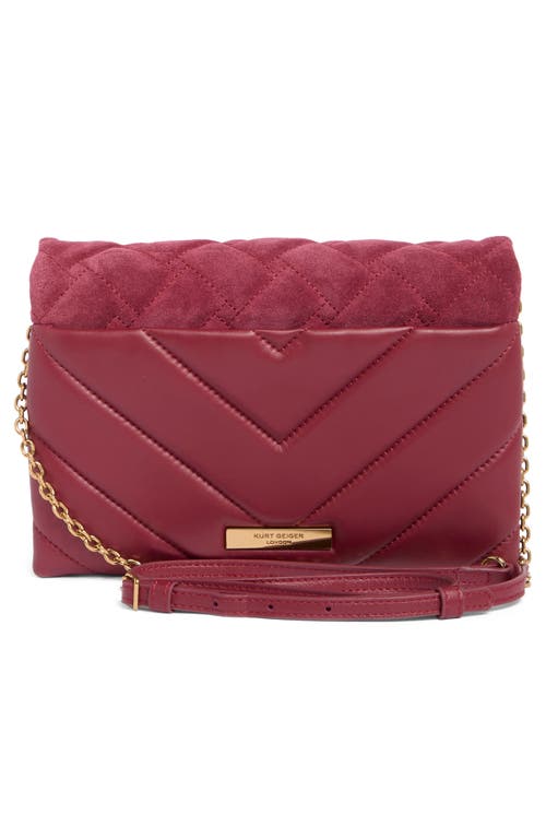 Kurt Geiger London Kensington Duet Quilted Leather Crossbody Bag In Dark Red