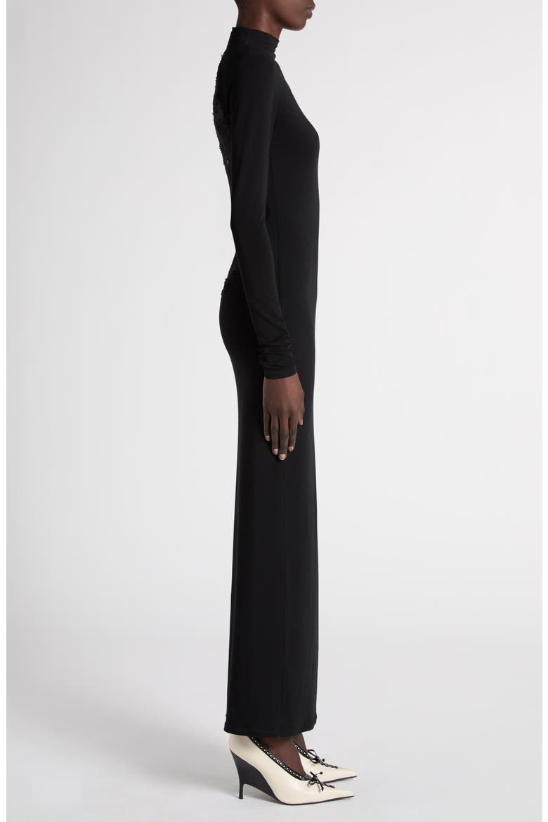 Mock Neck Long Sleeve Jersey Maxi Dress, Alternate, color, BLACK
