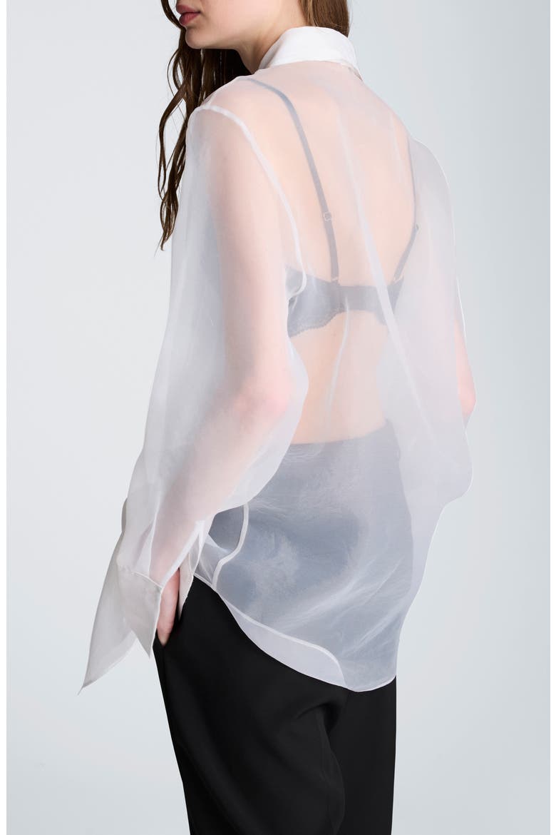 Sheer Oversize Button-Up Shirt, Alternate, color, FEATHER WHITE