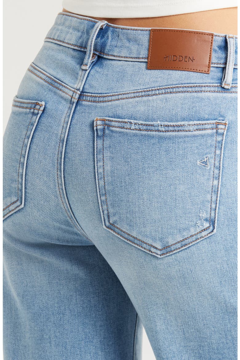 High Waist Raw Hem Ankle Straight Leg Jeans, Alternate, color, LIGHT WASH