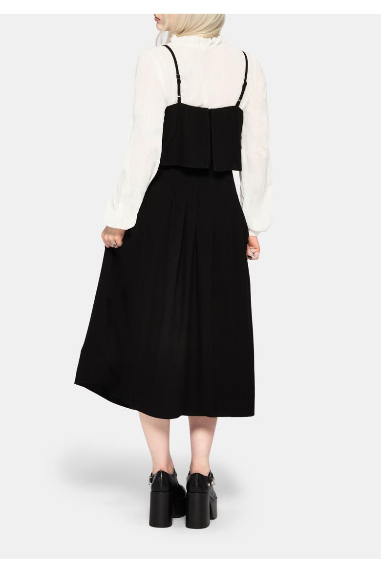 Genevra Embroidered Overlay Midi Dress, Alternate, color, Black