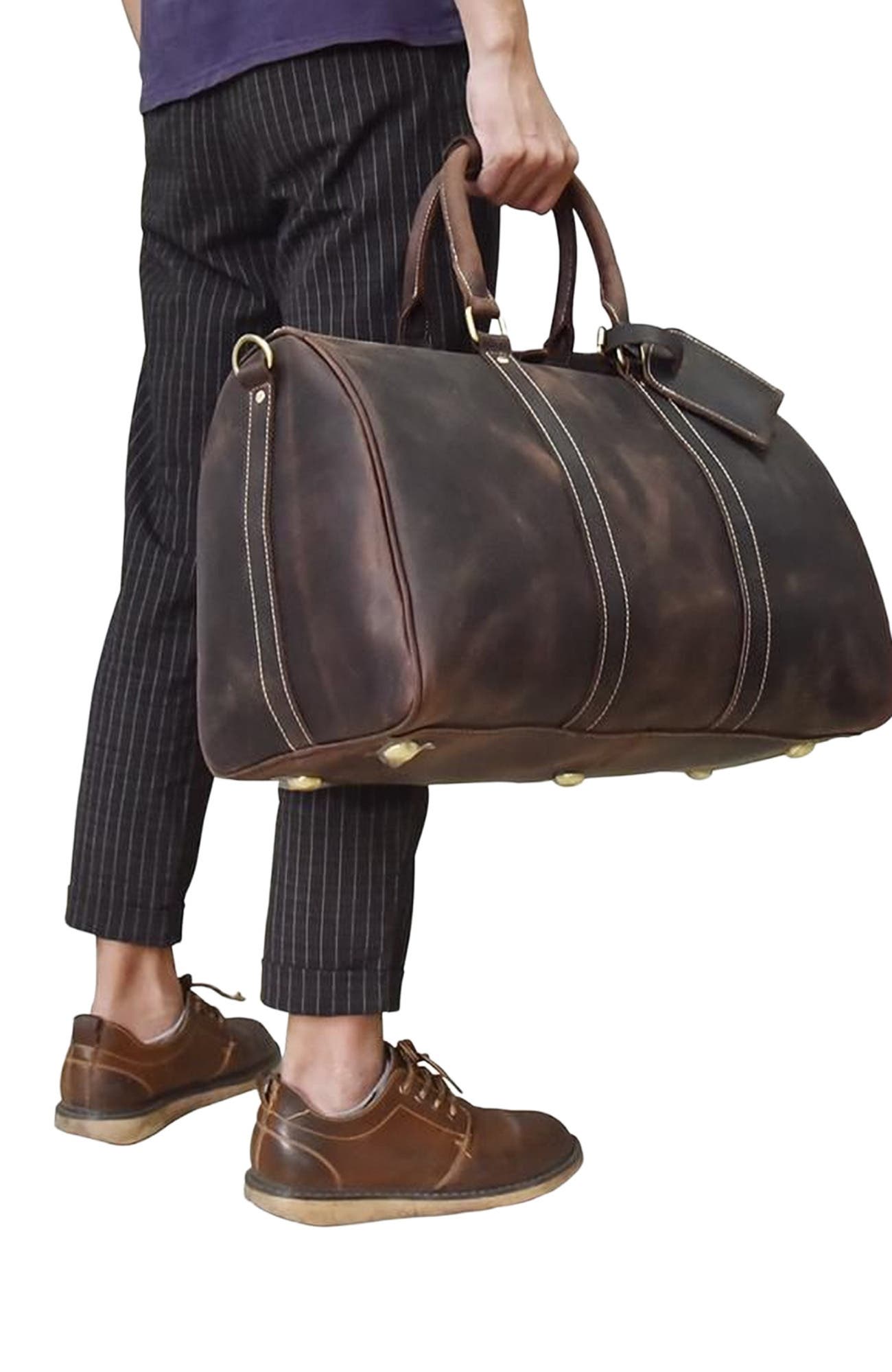 STEEL HORSE LEATHER The Bjarke Weekender | Handcrafted Leather Duffle Bag, Alternate, color, 