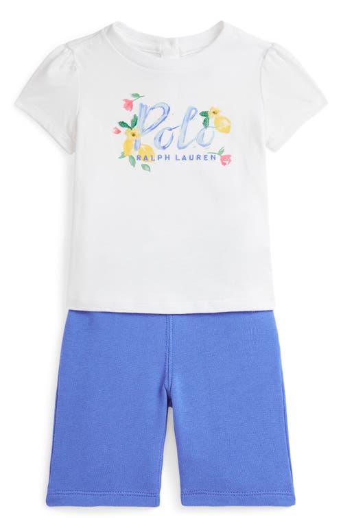 Ralph Lauren Logo Jersey Tee & Terry Pant Set In White
