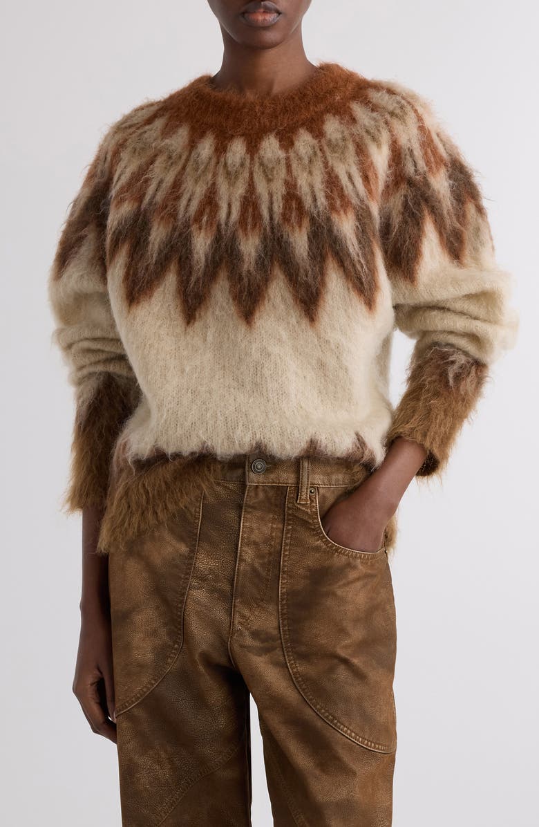 Isabel Marant Étoile Natania Wool & Mohair Blend Fair Isle Sweater, Main, color, Rust