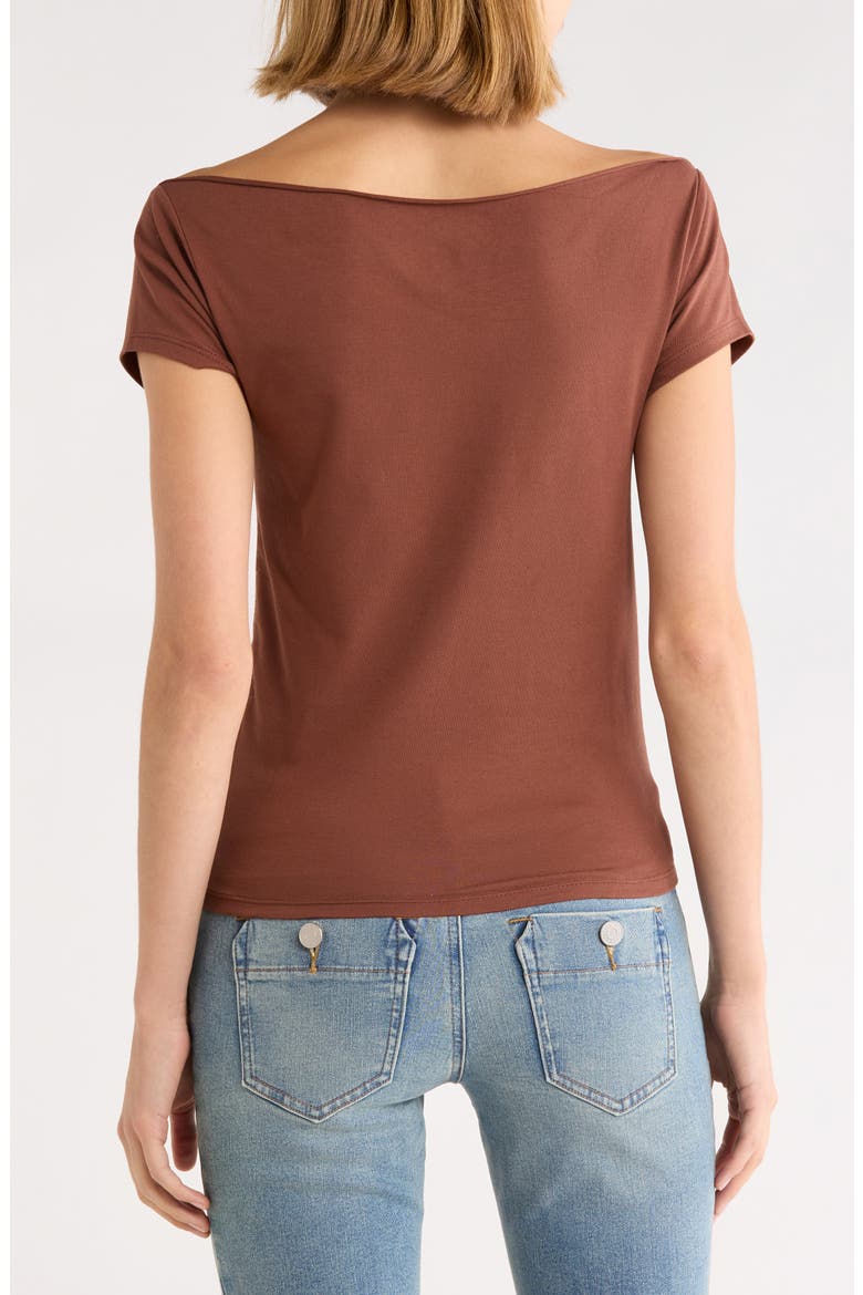 Daisy Off Shoulder Graphic Tee, Alternate, color, BROWN
