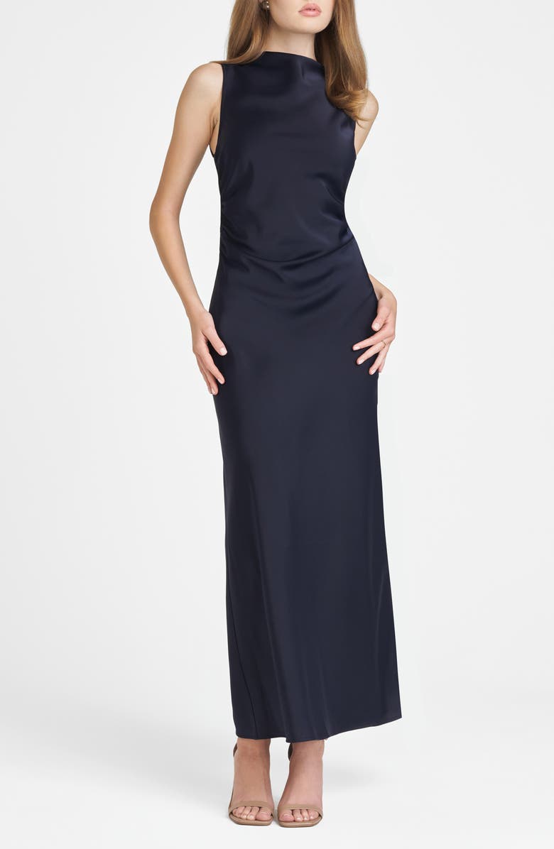 WAYF x Jourdan Sloane Bella Satin Dress, Main, color, Navy
