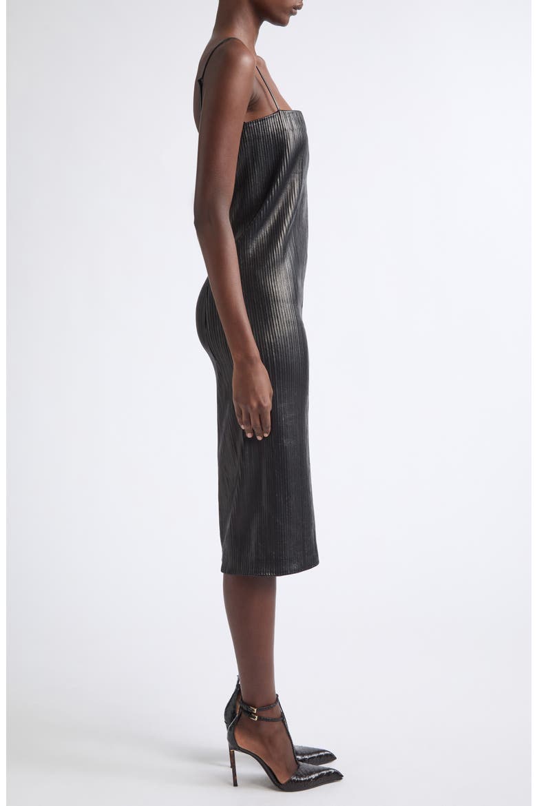 Leather Strip Tube Dress, Alternate, color, BLACK/ BLACK