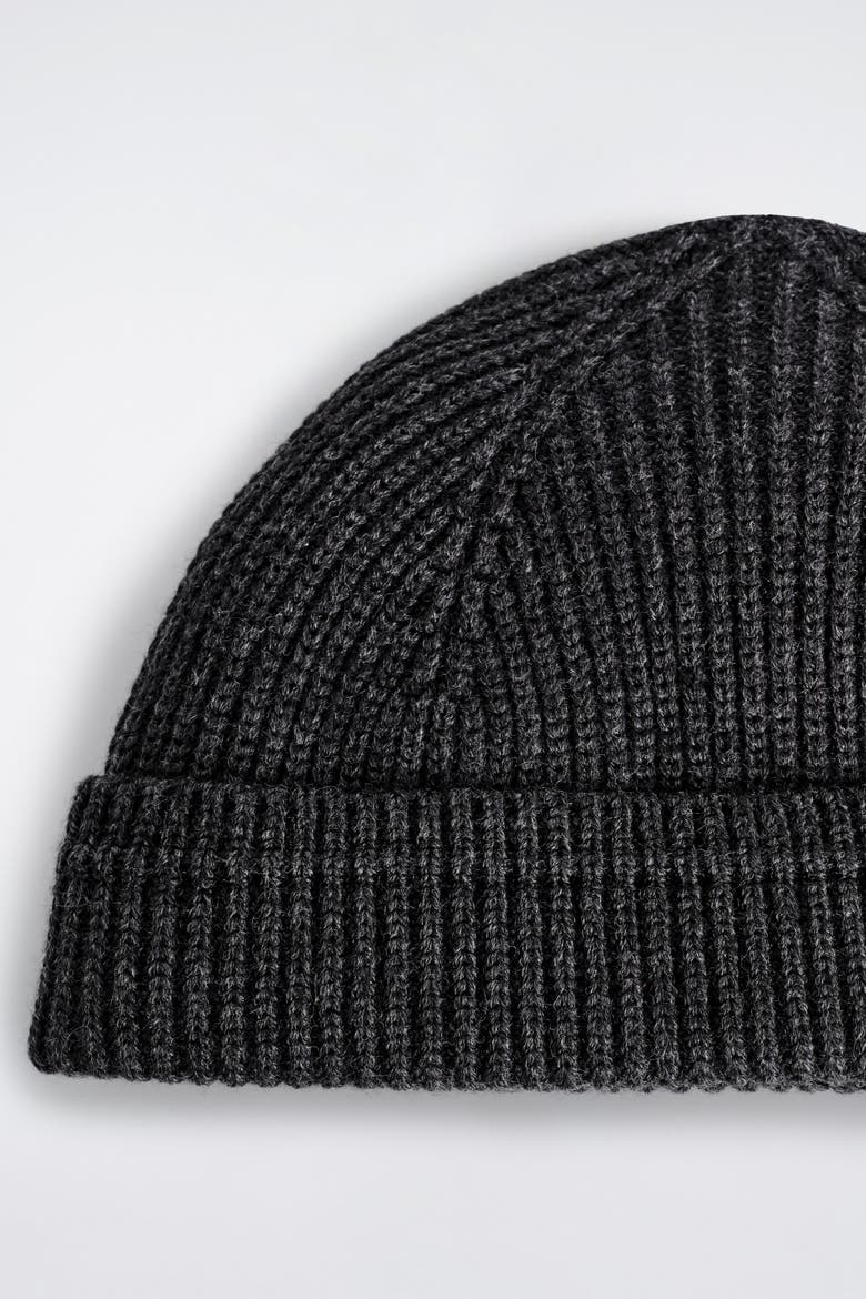 Ribbed Wool-Cotton Fisherman Beanie, Alternate, color, CHARCOAL MÉLANGE