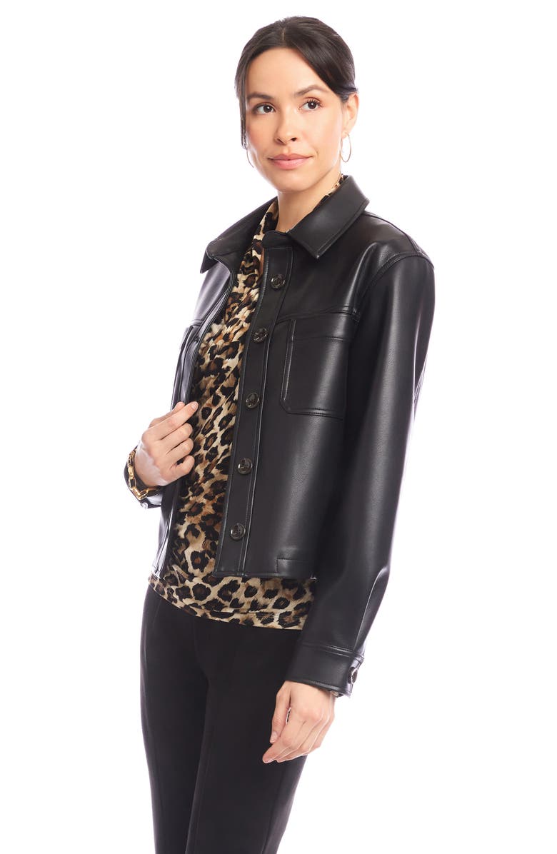 Karen Kane Faux Leather Crop Jacket, Alternate, color, Black