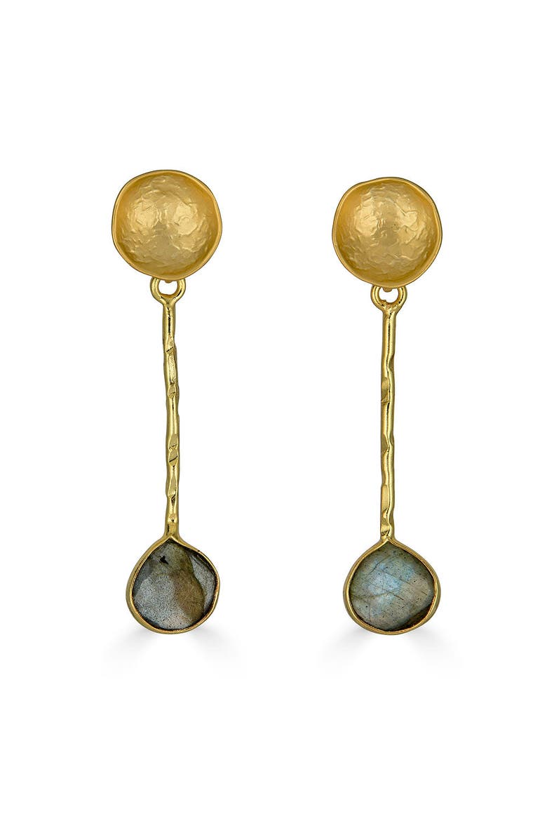 Labradorite Bar Earrings, Main, color, Gold
