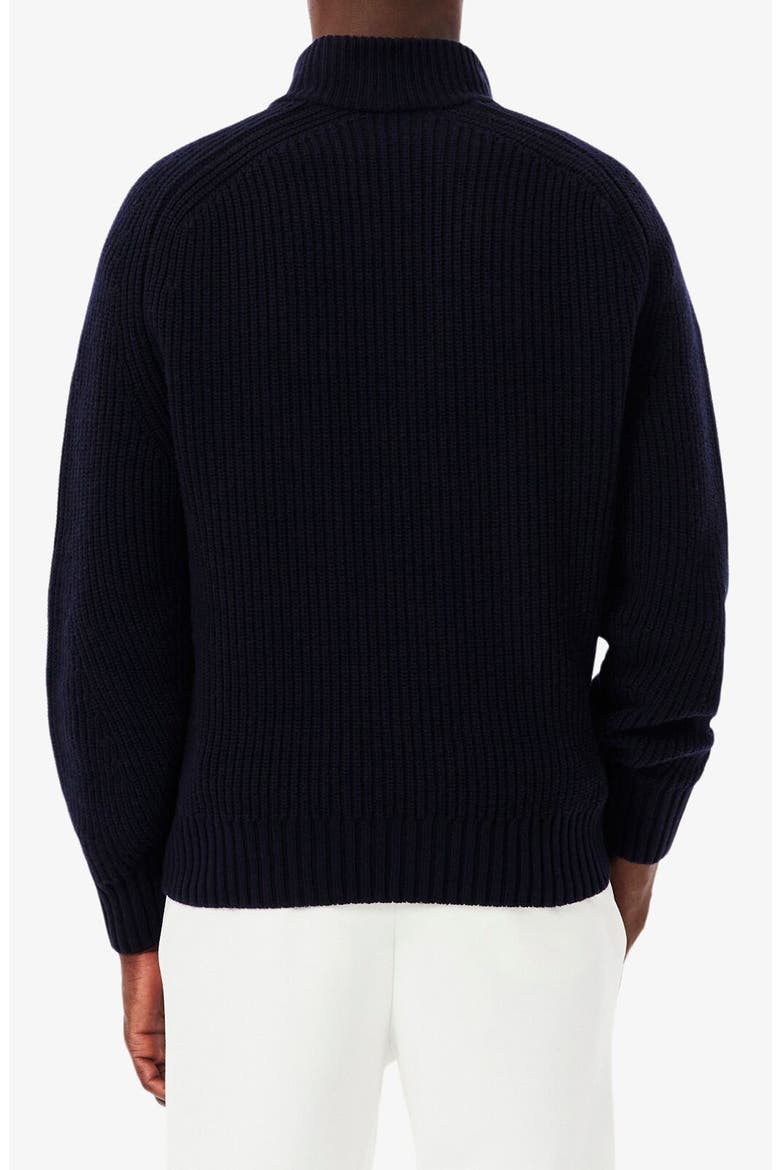 Classic Fit Quarter Zip Wool Rib Sweater, Alternate, color, NAVY BLUE