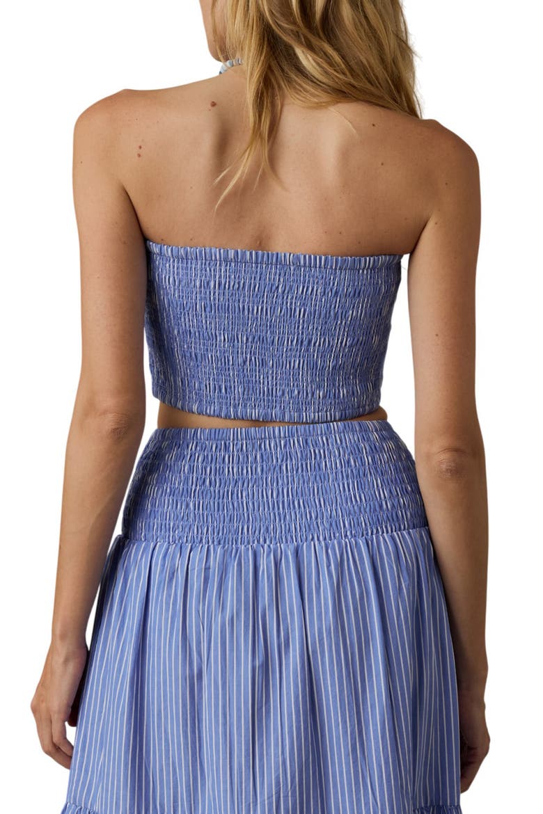Coastal Organic Cotton Poplin Smocked Strapless Top, Alternate, color, DEEPWATER STRIPE