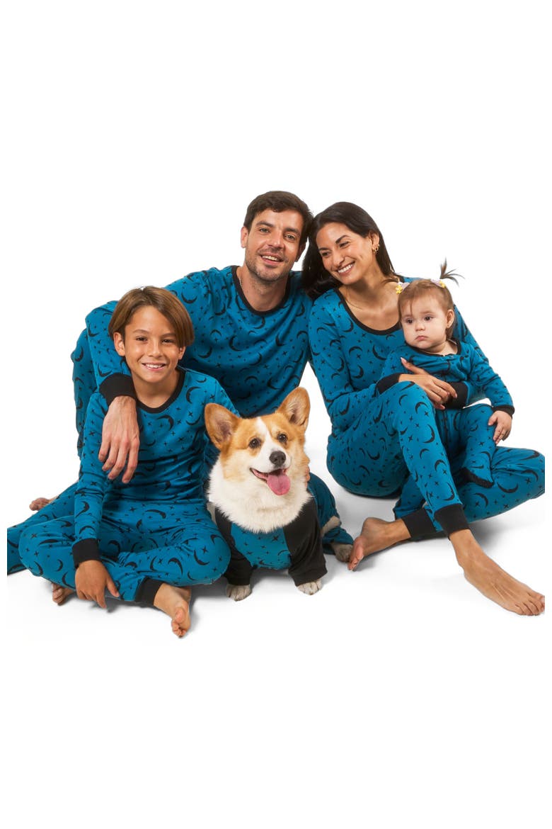 Kids Two-Piece Cotton Printed Matching Family Pajamas, Playful Graphics, Alternate, color, Moon
