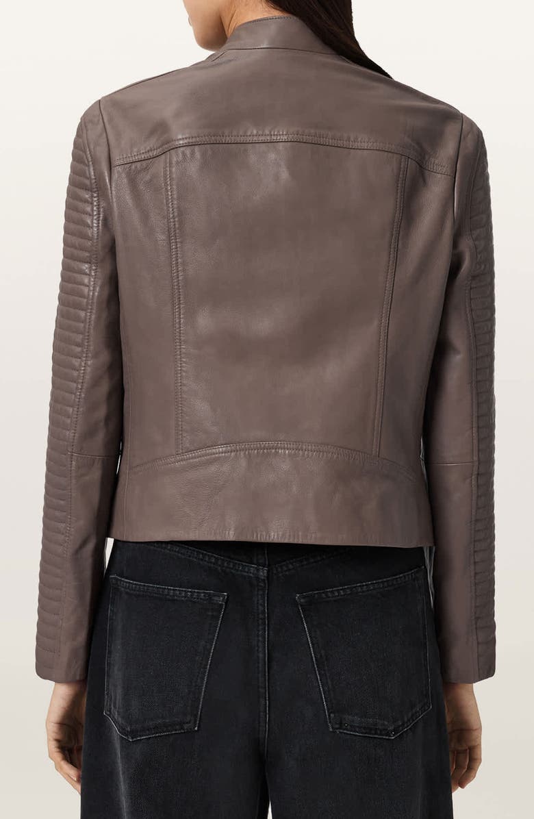 AllSaints Raul Leather Biker Jacket, Alternate, color, Mocha Brown