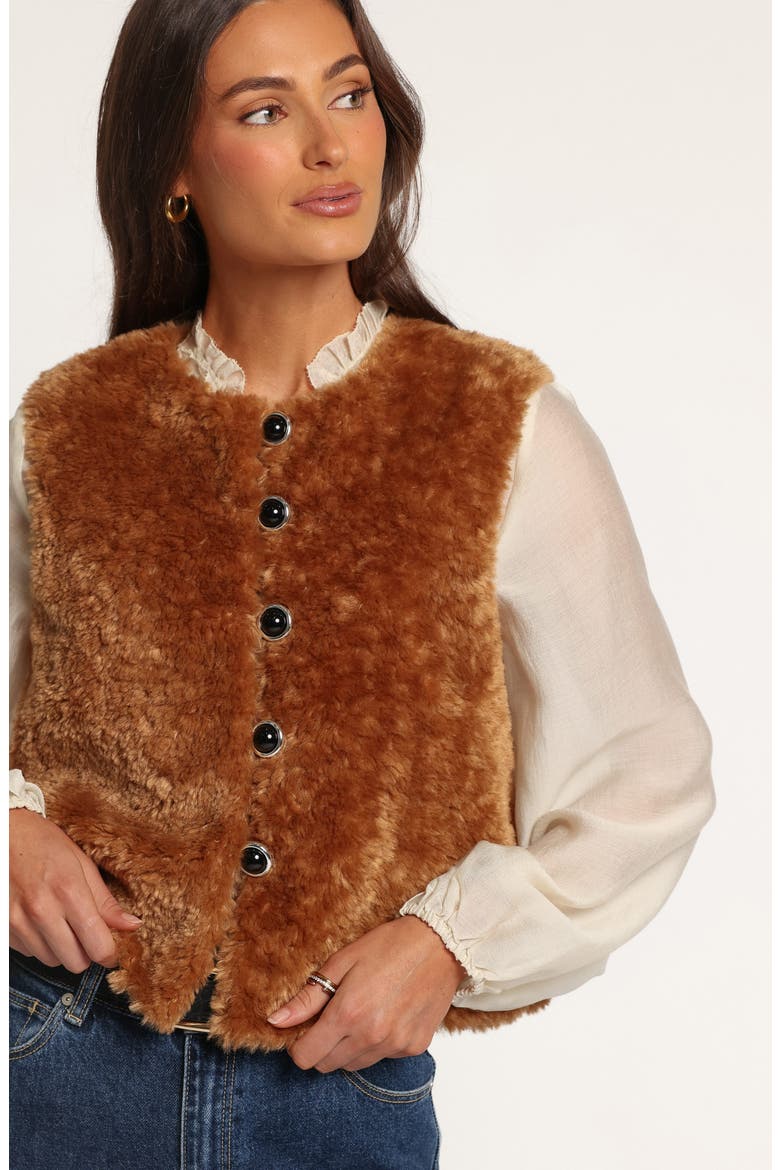 Beslie High Pile Fleece Vest, Alternate, color, CAMEL