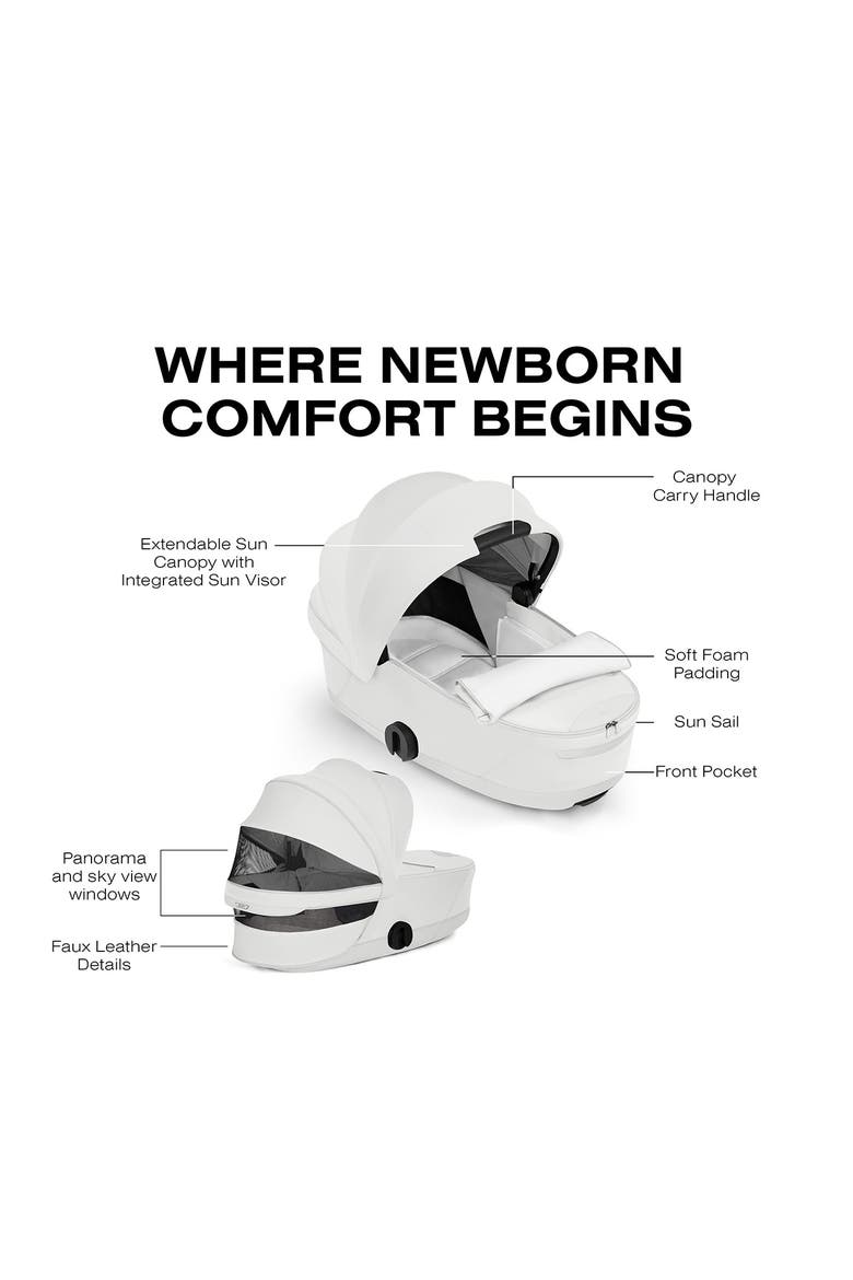 Fold Lux Carry Cot for the Mios/Coya Strollers – Style Collection, Alternate, color, OFF WHITE