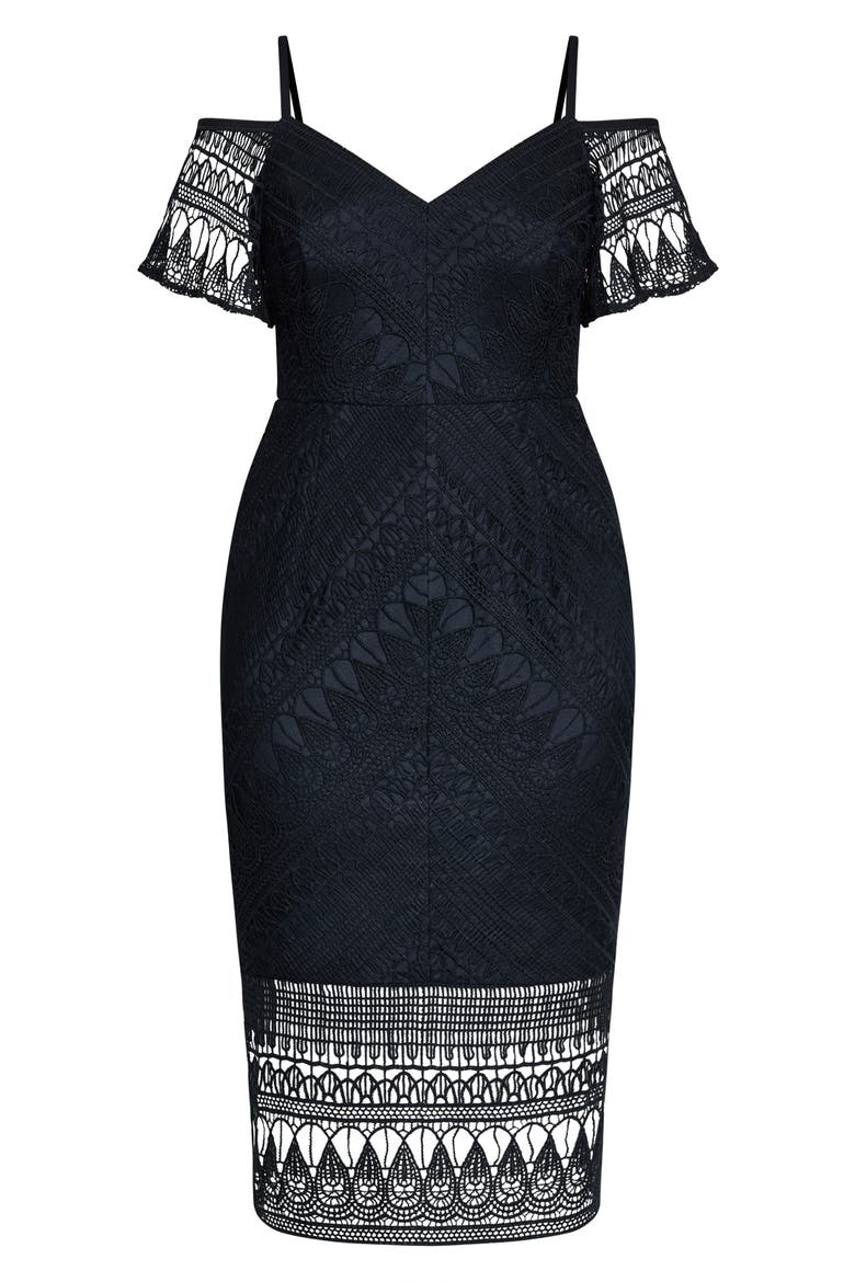 Impressions Lace Cocktail Dress, Main, color, NAVY