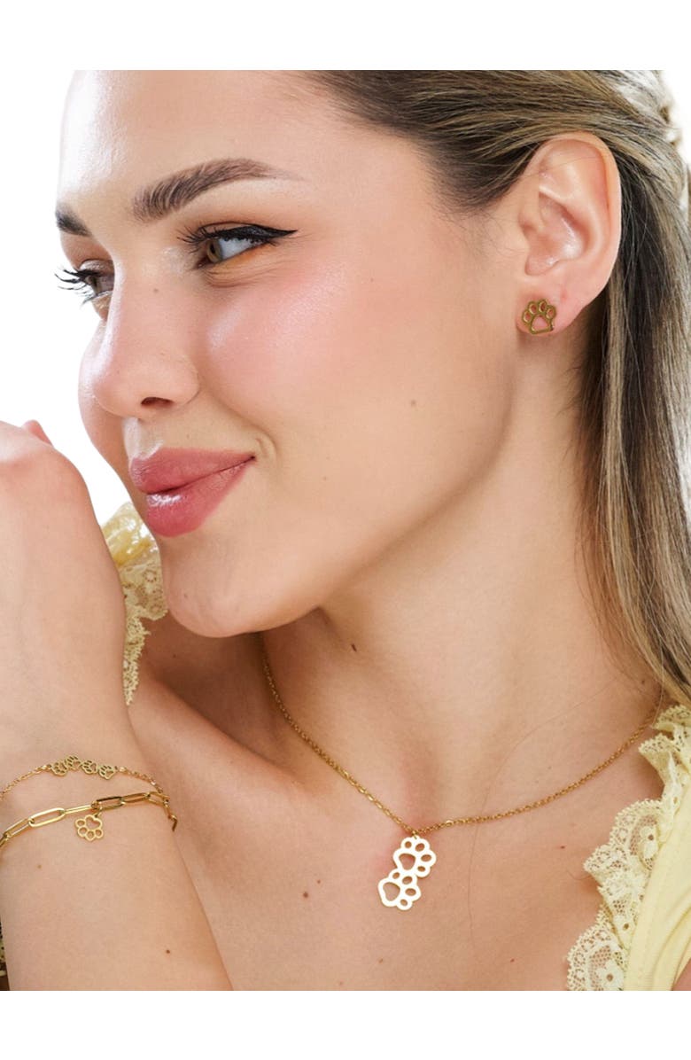 Hollywood Sensation LoyalPrint Delicate Paw Print Link Bracelet, Alternate, color, Silver