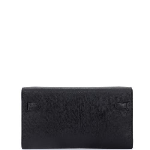 Pre-owned Hermes Hermes Kelly To Go Wallet Chevre Mysore In Black