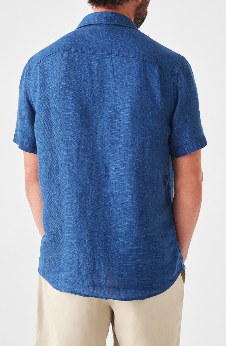 Faherty Laguna Short Sleeve Linen Shirt, Alternate, color, Indigo Basketweave