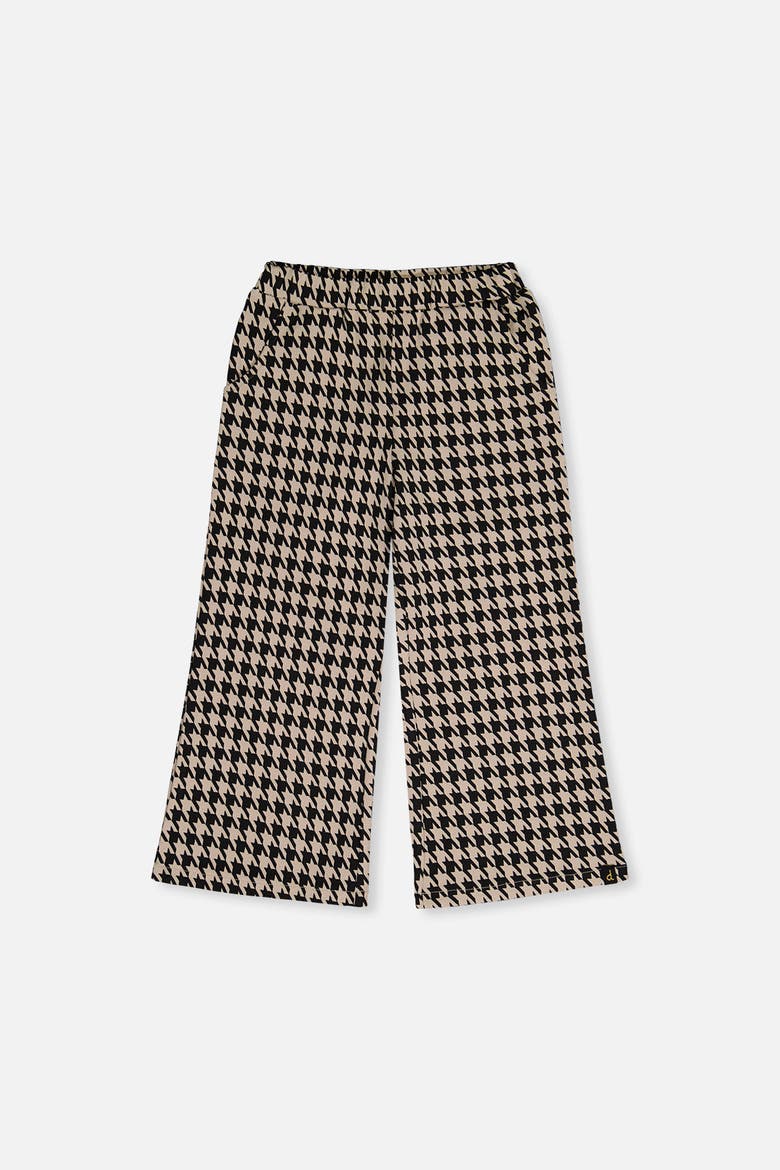Houndstooth Jacquard Elastic Waist Flare Pants, Main, color, Black and Beige Houndstooth