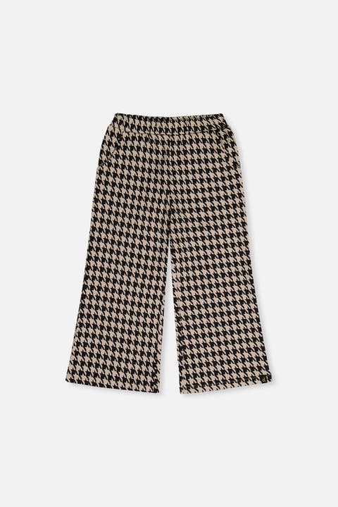 Houndstooth Jacquard Elastic Waist Flare Pants
