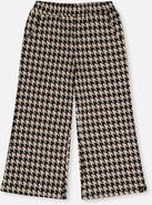 Deux par Deux Houndstooth Jacquard Elastic Waist Flare Pants