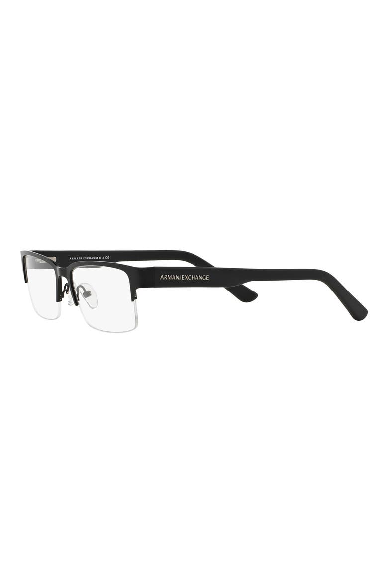 53mm Semirimless Rectangular Optical Glasses, Alternate, color, BLACK