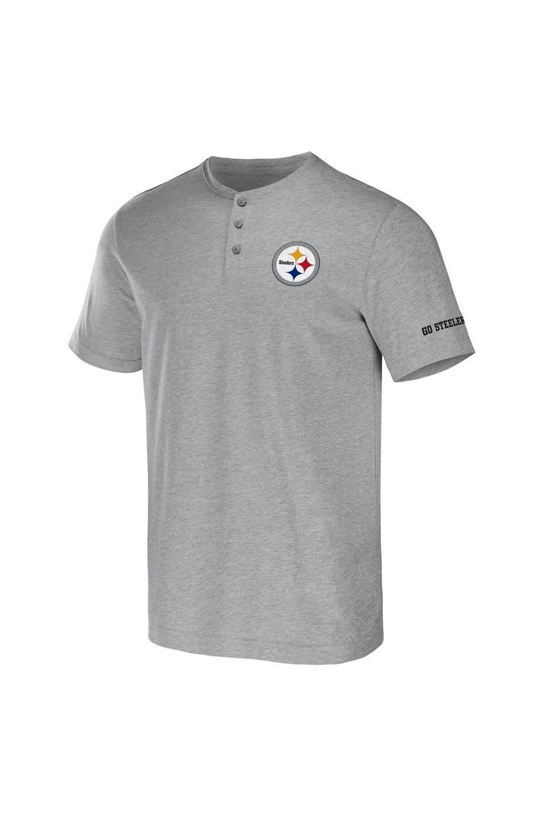 Men's NFL x Darius Rucker Collection by Fanatics Heather Gray Pittsburgh Steelers Henley T-Shirt, Alternate, color, Heather Gray