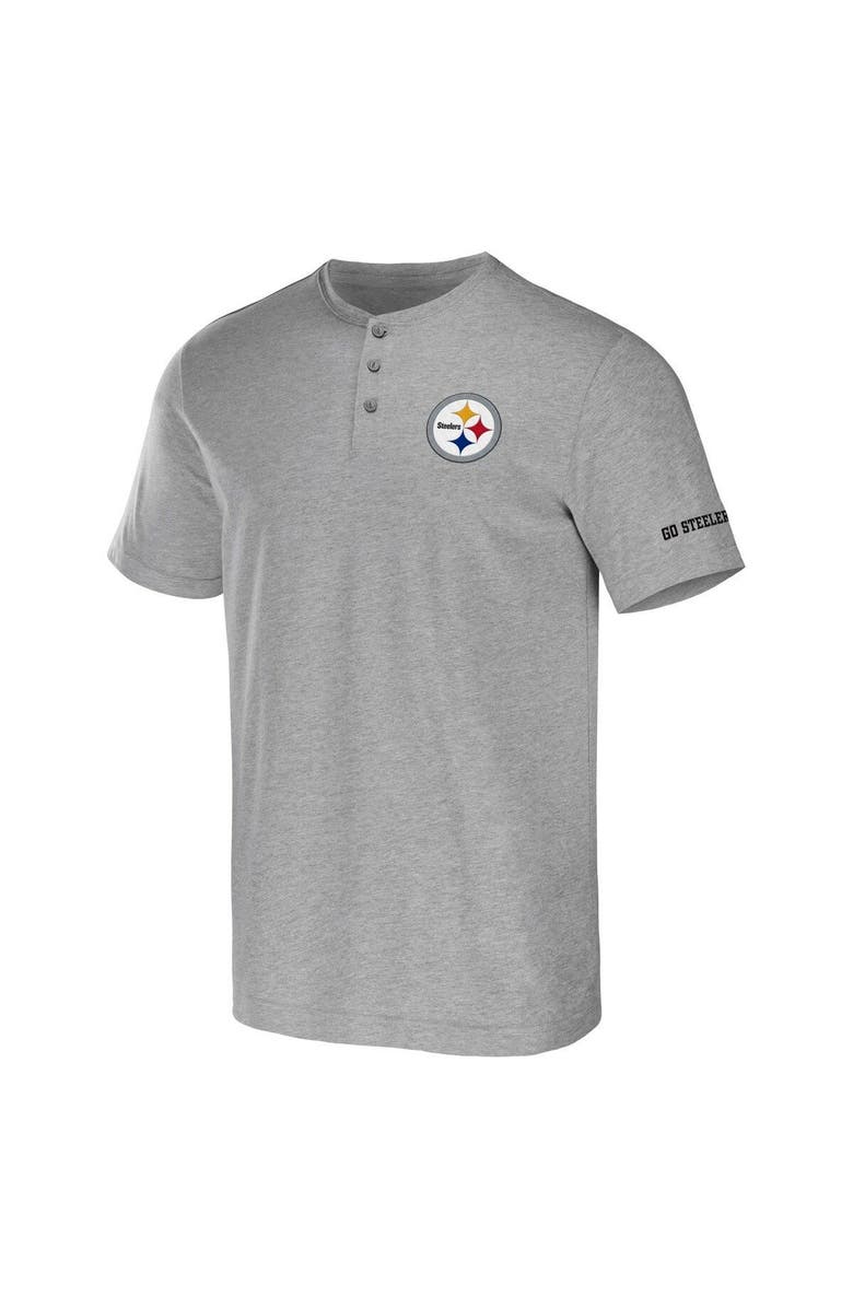 NFL X DARIUS RUCKER Men's NFL x Darius Rucker Collection by Fanatics Heather Gray Pittsburgh Steelers Henley T-Shirt, Alternate, color, Heather Gray