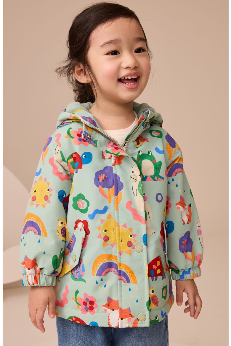 Kids' Print Waterproof Rain Jacket, Alternate, color, BLUE