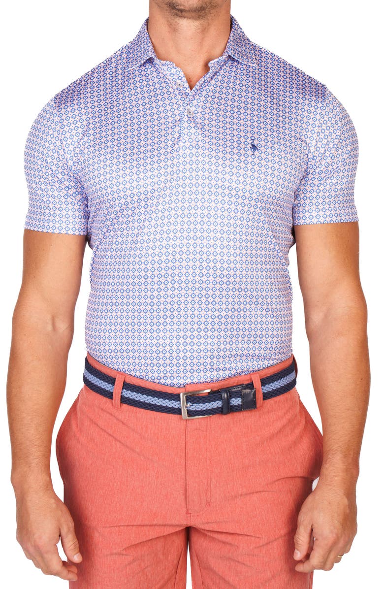TailorByrd Geo Floral Mosaic Performance Golf Polo, Alternate, color, Purple Multi