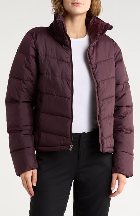 Shimmer Ridge Cropped Water Repellent Channel Quilted Puffer Jacket