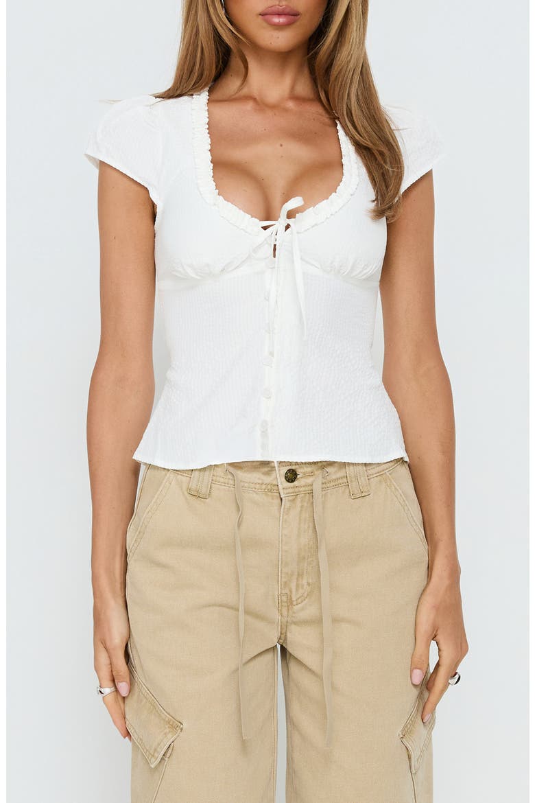 Kalysa Ruffle Cap Sleeve Top, Main, color, WHITE