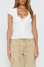 Princess Polly Kalysa Ruffle Cap Sleeve Top