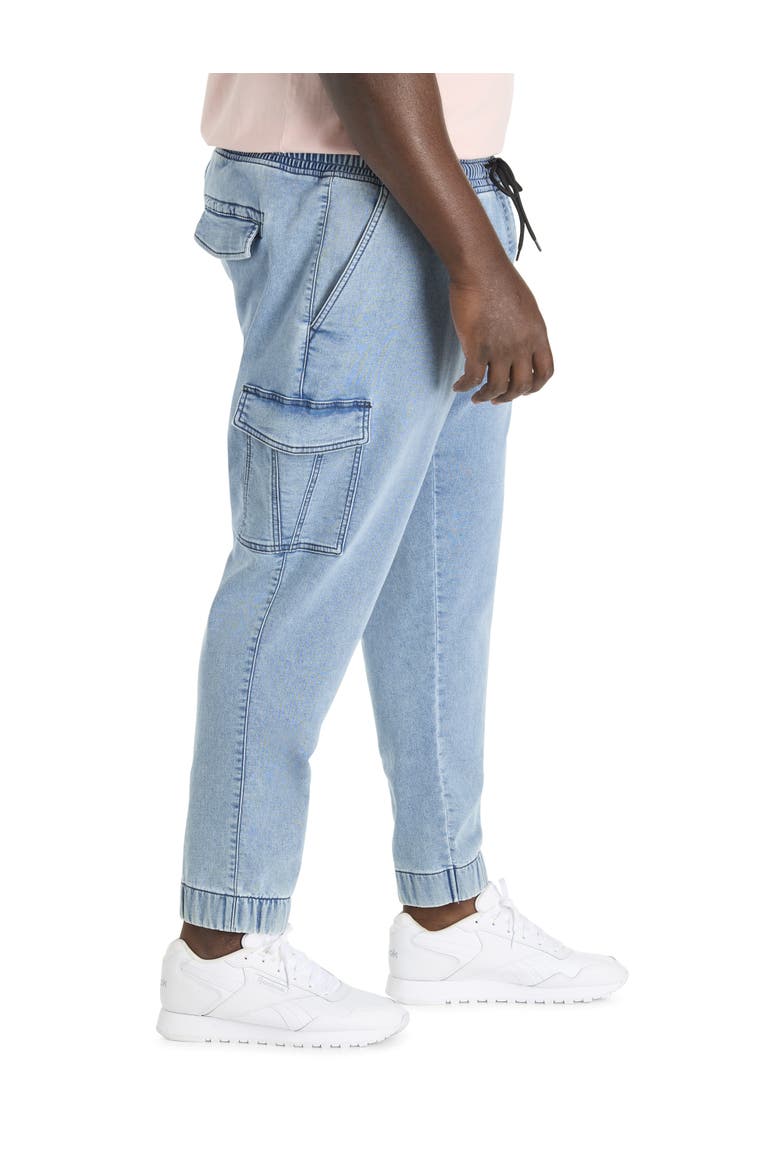 Big & Tall Denim Cargo Joggers, Alternate, color, TRUE BLUES