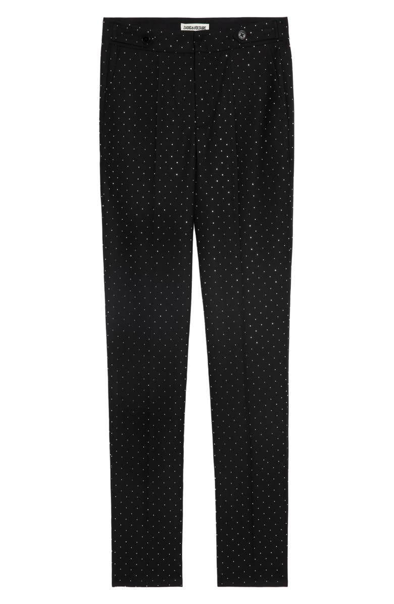 Zadig & Voltaire Panny Diamanté Straight Leg Pants, Alternate, color, Black