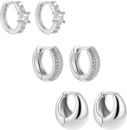 DLORIA Dainty Huggie Hoop Earrings -3 Pairs