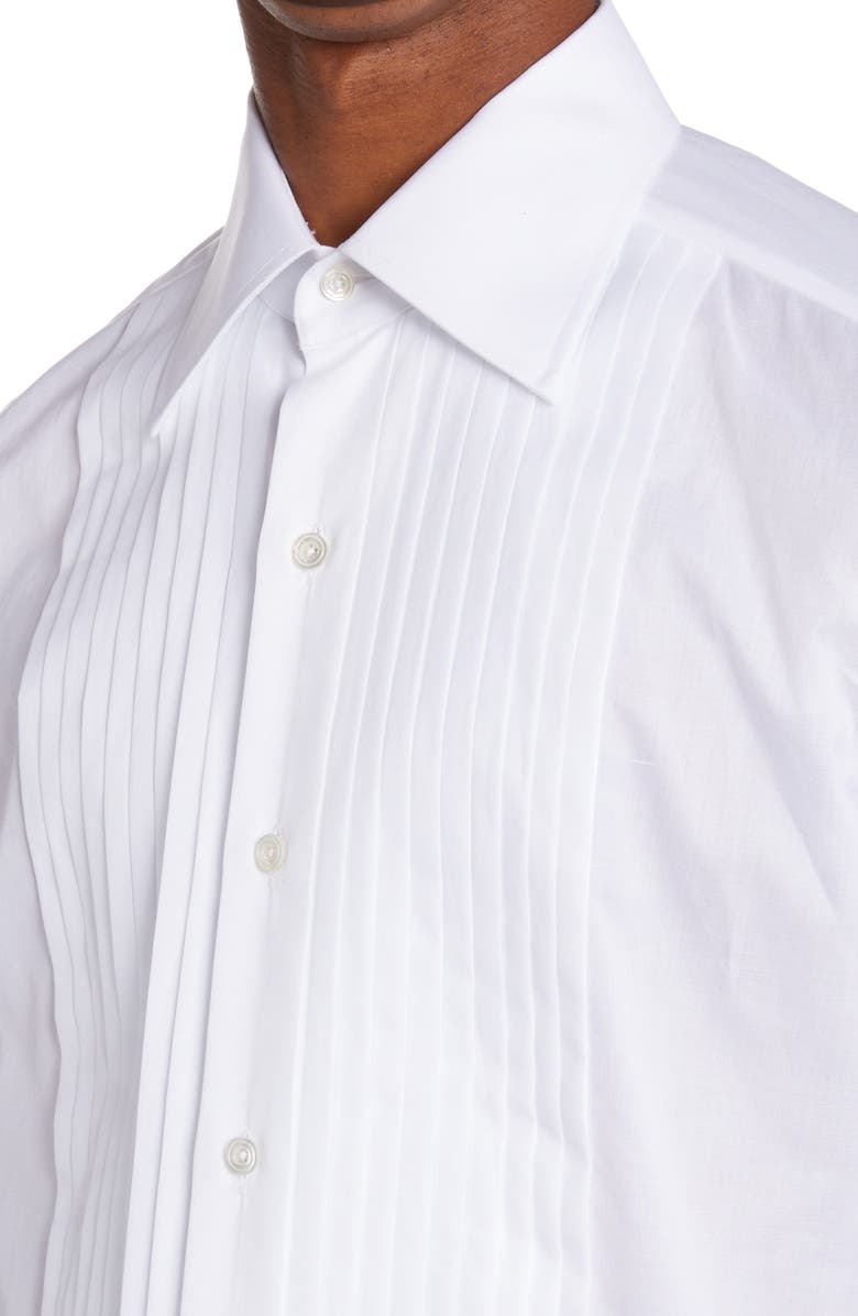 TOM FORD Slim Fit Poplin Tuxedo Shirt, Alternate, color, Optical White