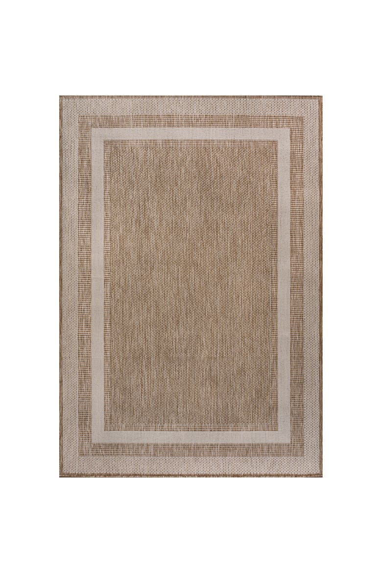 Dover Classic 3-Stripe Border Indoor/Outdoor Area Rug, Main, color, Beige/Cream
